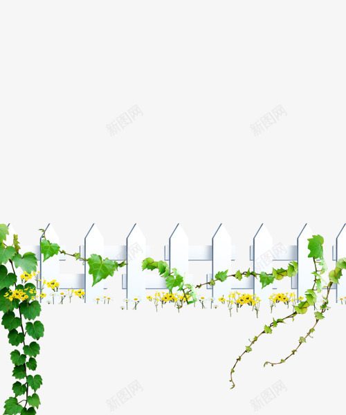 花园百色围栏png免抠素材_新图网 https://ixintu.com 围栏 白色 绿叶 花园