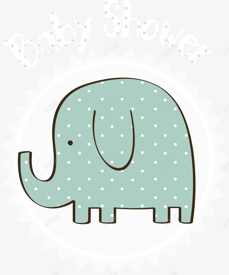 可爱大象标签png免抠素材_新图网 https://ixintu.com 儿童 动物 大象 斑点 蓝色