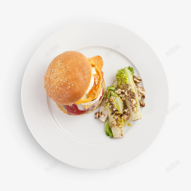 盘子里的汉堡包png免抠素材_新图网 https://ixintu.com PNG素材 汉堡包 盘子 食物
