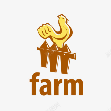 卡通扁平化农场鸡logo图标图标