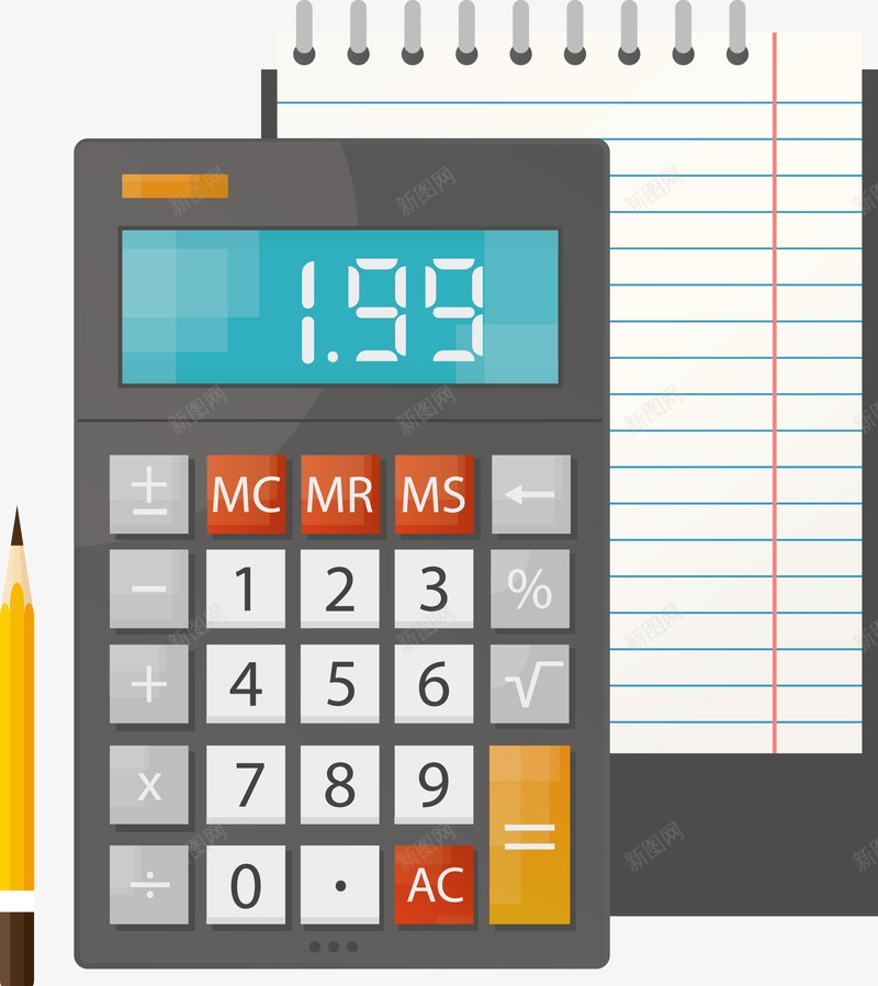 计算器和记事本矢量图eps免抠素材_新图网 https://ixintu.com 本子 本子png 本子矢量图 计算器 铅笔 矢量图