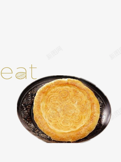 盘子里的馕饼png免抠素材_新图网 https://ixintu.com 中国新疆 新疆 特色小吃 花纹 馕饼
