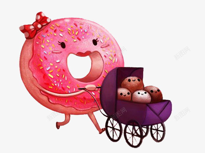 可爱卡通甜甜圈png免抠素材_新图网 https://ixintu.com 小车 甜食小吃 粉色 食物