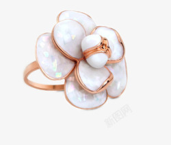 日韩国气质静风格茉莉香气珍珠母贝戒指高清图片