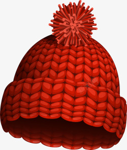 手绘红色毛线帽素材