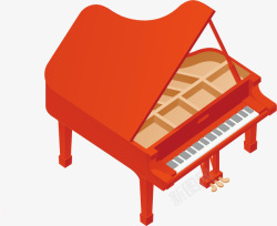 红色钢琴矢量图素材