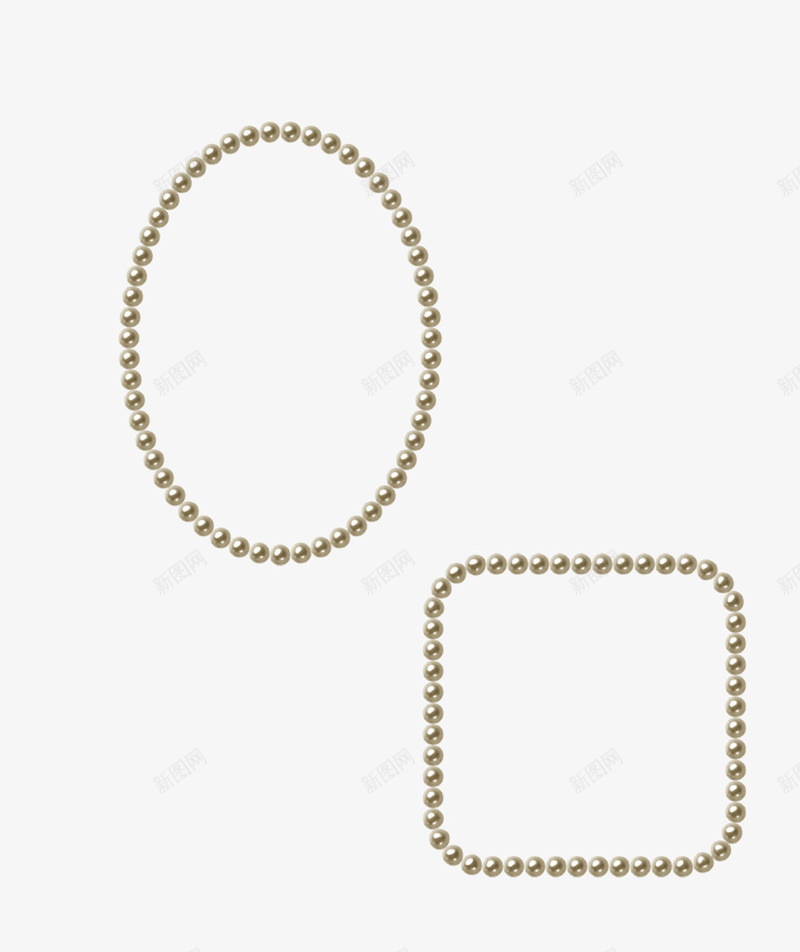 椭圆形珍珠项链和方形珍珠项链png免抠素材_新图网 https://ixintu.com 方形 椭圆形 珍珠 项链