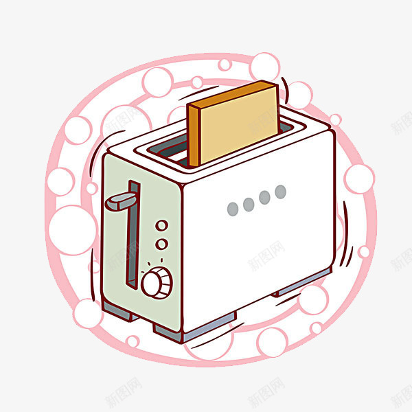 烤面包机png免抠素材_新图网 https://ixintu.com 家电 手绘 插图 烤面包机 电器 面包