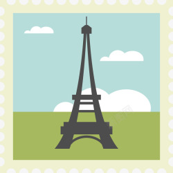 世界各国邮票卡通旅游城市邮票巴黎矢量图高清图片