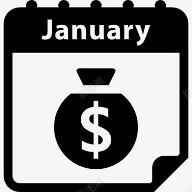 一月付款日日历页图标图标