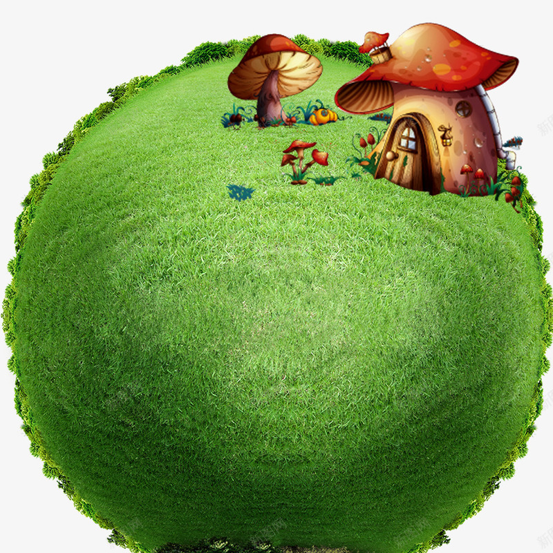生态环境png免抠素材_新图网 https://ixintu.com 儿童节元素 卡通素材 绿地 绿色 蘑菇