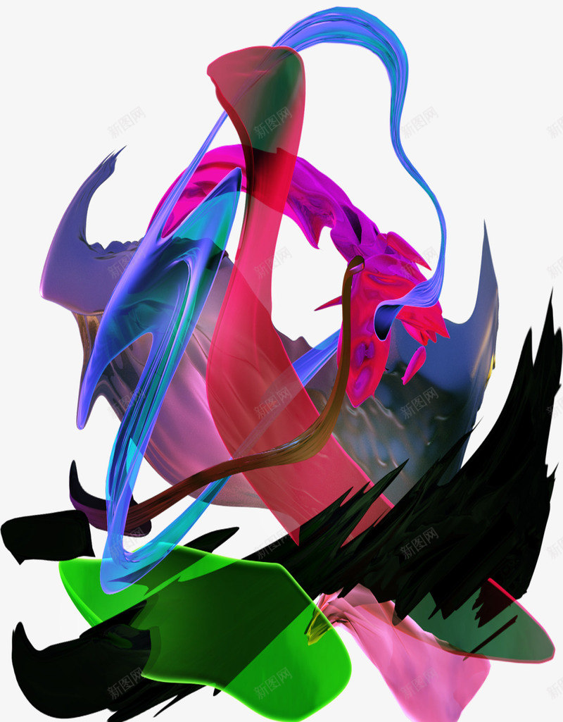 抽象彩色创意3d颜料飞洒png免抠素材_新图网 https://ixintu.com 彩色 抽象创意 颜料 飞洒