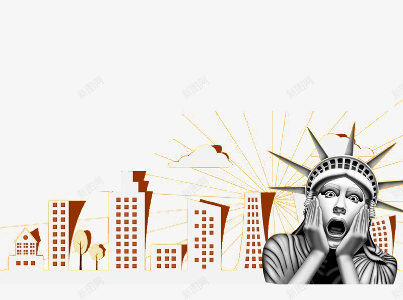 城市建筑自由女神png免抠素材_新图网 https://ixintu.com 建筑 惊吓 旅游 标志性 自由女神 表情