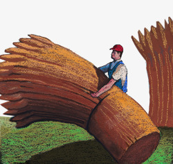 装饰插图农民收麦子素材