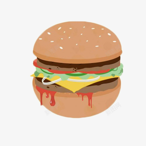 卡通汉堡包png免抠素材_新图网 https://ixintu.com 卡通 手绘 汉堡包 食品 食物