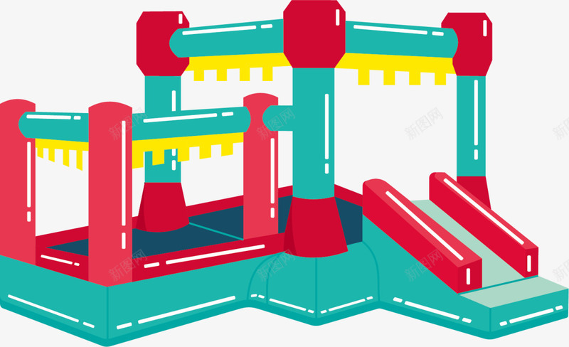 彩色立体充气城堡png免抠素材_新图网 https://ixintu.com 6月1号 儿童节 充气城堡 六一节 玩耍 立体城堡 童趣