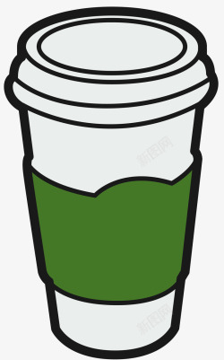 环保纸杯深绿色打包咖啡杯高清图片