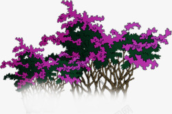 紫色草丛手绘紫色公园景观草丛高清图片