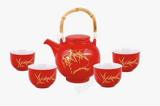 红色特色茶具套餐png免抠素材_新图网 https://ixintu.com 产品实物 红色 茶具