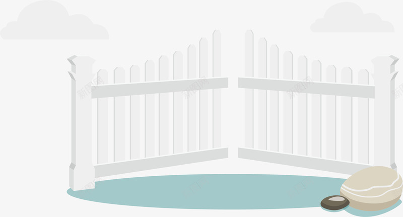对开的栏杆png免抠素材_新图网 https://ixintu.com 农庄栏杆 栅栏 白色栏杆