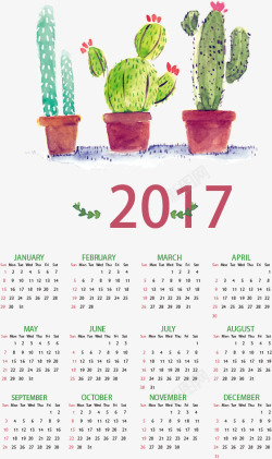 植物新年日历矢量图素材