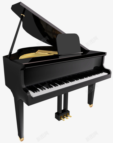 黑色大钢琴png免抠素材_新图网 https://ixintu.com 乐器 钢琴 黑色