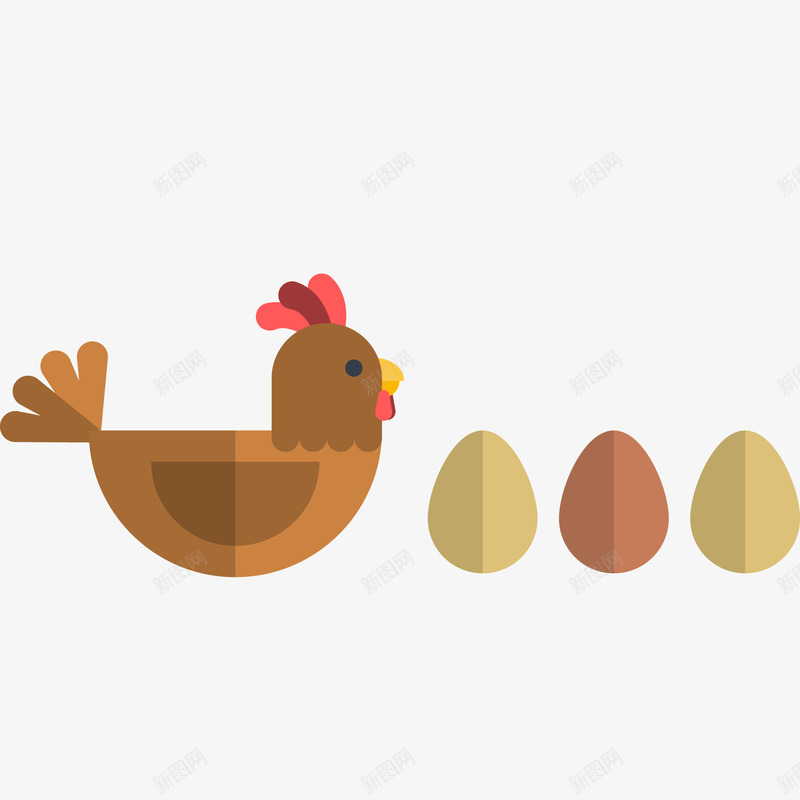 卡通母鸡和鸡蛋png免抠素材_新图网 https://ixintu.com 农产品 农场 动物 卡通 手绘 母鸡 鸡蛋