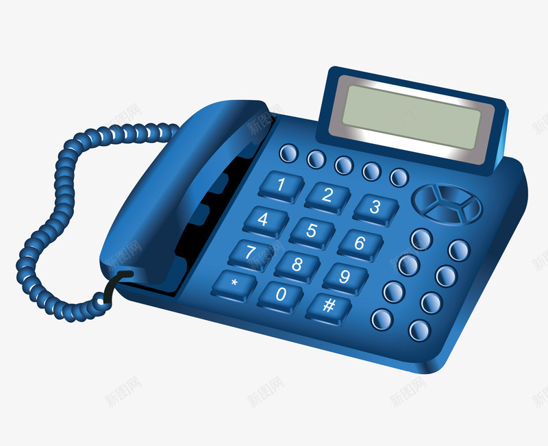 蓝色按键电话png免抠素材_新图网 https://ixintu.com 按键电话 显示电话 电话 矢量素材 蓝色电话