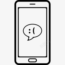 悲伤的脸悲伤的脸在聊天气泡通过电话图标高清图片