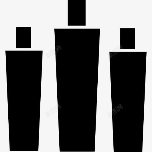 三瓶美发图标png_新图网 https://ixintu.com 三 发廊 容器 工具和用具 液体 瓶 管 黑