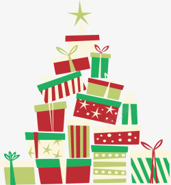 彩色的圣诞礼物拼图圣诞树矢量图素材