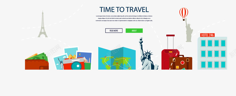 扁平化环球旅行矢量图ai免抠素材_新图网 https://ixintu.com 世界名著 扁平化 旅游 旅行素材 环球素材 自由女神像 行李箱 矢量图