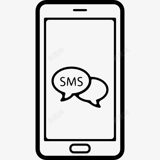 短信气泡符号在手机屏幕图标png_新图网 https://ixintu.com 工具 工具和器具 手机 电话 短信 通讯 邮件