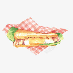 三明治肉手绘画片素材
