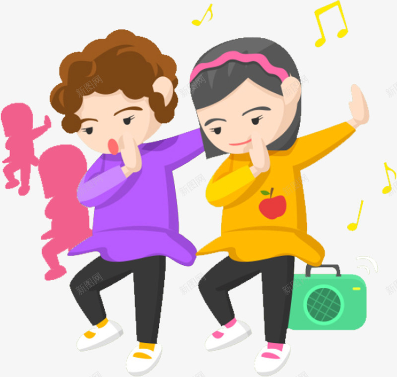 广场舞大妈png免抠素材_新图网 https://ixintu.com 卡通 可爱 大妈 广场舞 手绘 童趣 跳舞