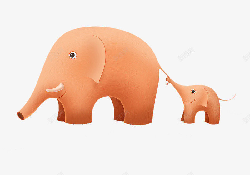 大象和小象png免抠素材_新图网 https://ixintu.com 卡通 手绘 萌萌的 象