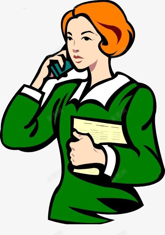 打电话的绿衣服女人png免抠素材_新图网 https://ixintu.com 女人 工作 拨打电话 文件夹 通话