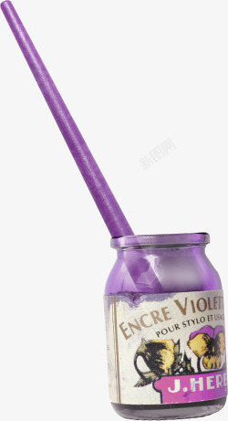紫色颜料瓶画笔素材