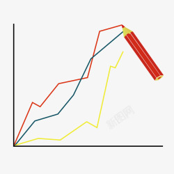 坐标折线线型图铅笔素材