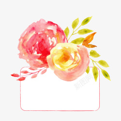 水彩玫瑰花框架素材