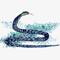 彩色的蛇中国风彩色水墨蛇高清图片