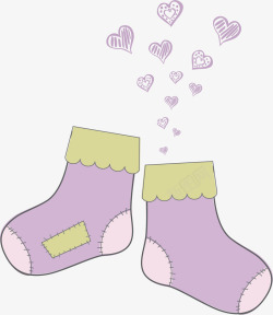爱心补丁手绘紫色袜子爱心高清图片