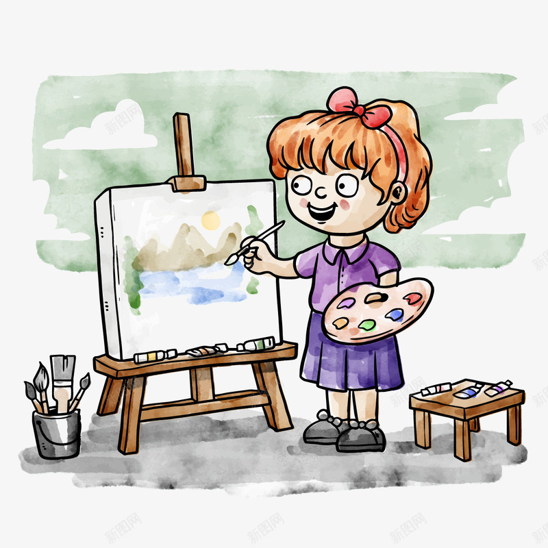 户外写真png免抠素材_新图网 https://ixintu.com 儿童 卡通画家 油画 画家 艺术家