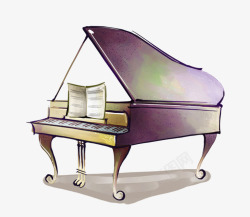 手绘紫色钢琴素材