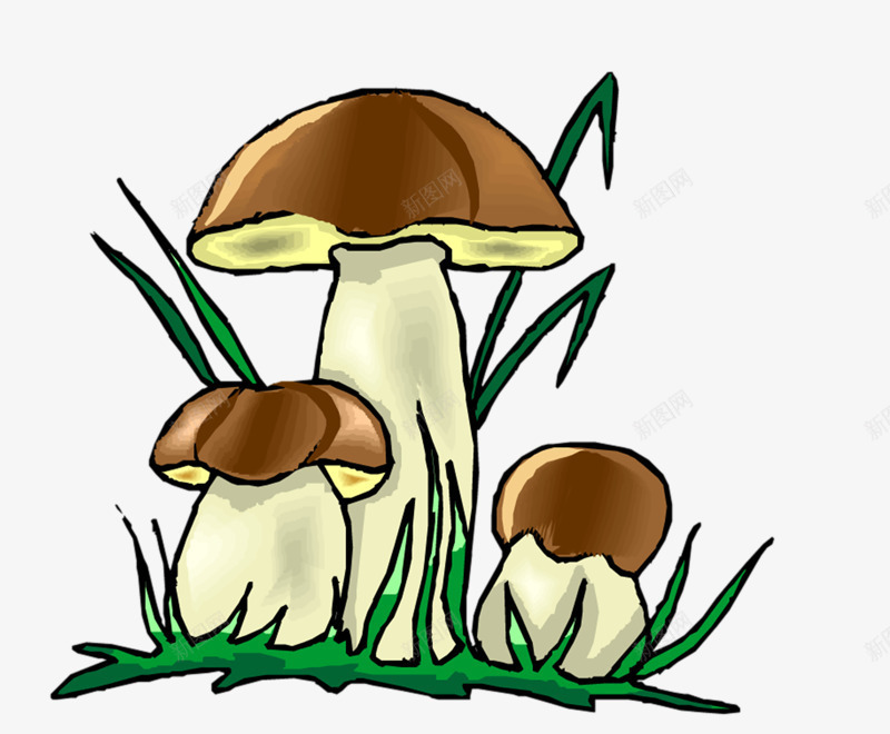 卡通手绘香菇png免抠素材_新图网 https://ixintu.com 卡通 绿色草丛 菌类 香菇