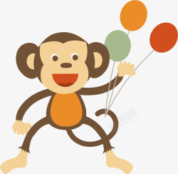彩色猴子微笑可爱气球猴子高清图片