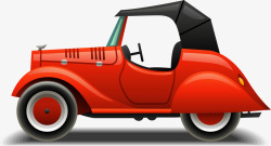 卡通大众复古小汽车红色敞篷汽车高清图片