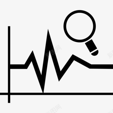 放大镜在折线图图标图标