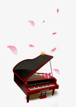 光感礼物盒花瓣钢琴高清图片