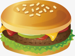 手绘餐饮美食汉堡矢量图素材
